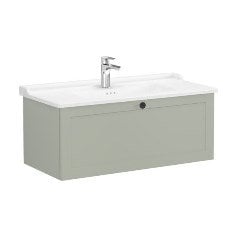 Vitra Root Classic 68833 Lavabo Dolabı, Tek Çekmeceli, 100 Cm, Mat Retro Yeşil, Klasik Lavabolu